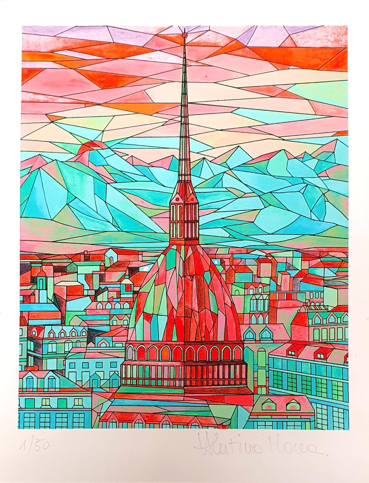 VALENTINA MOREA Mole Antonelliana Frammenti Rossi 23x30 cm
