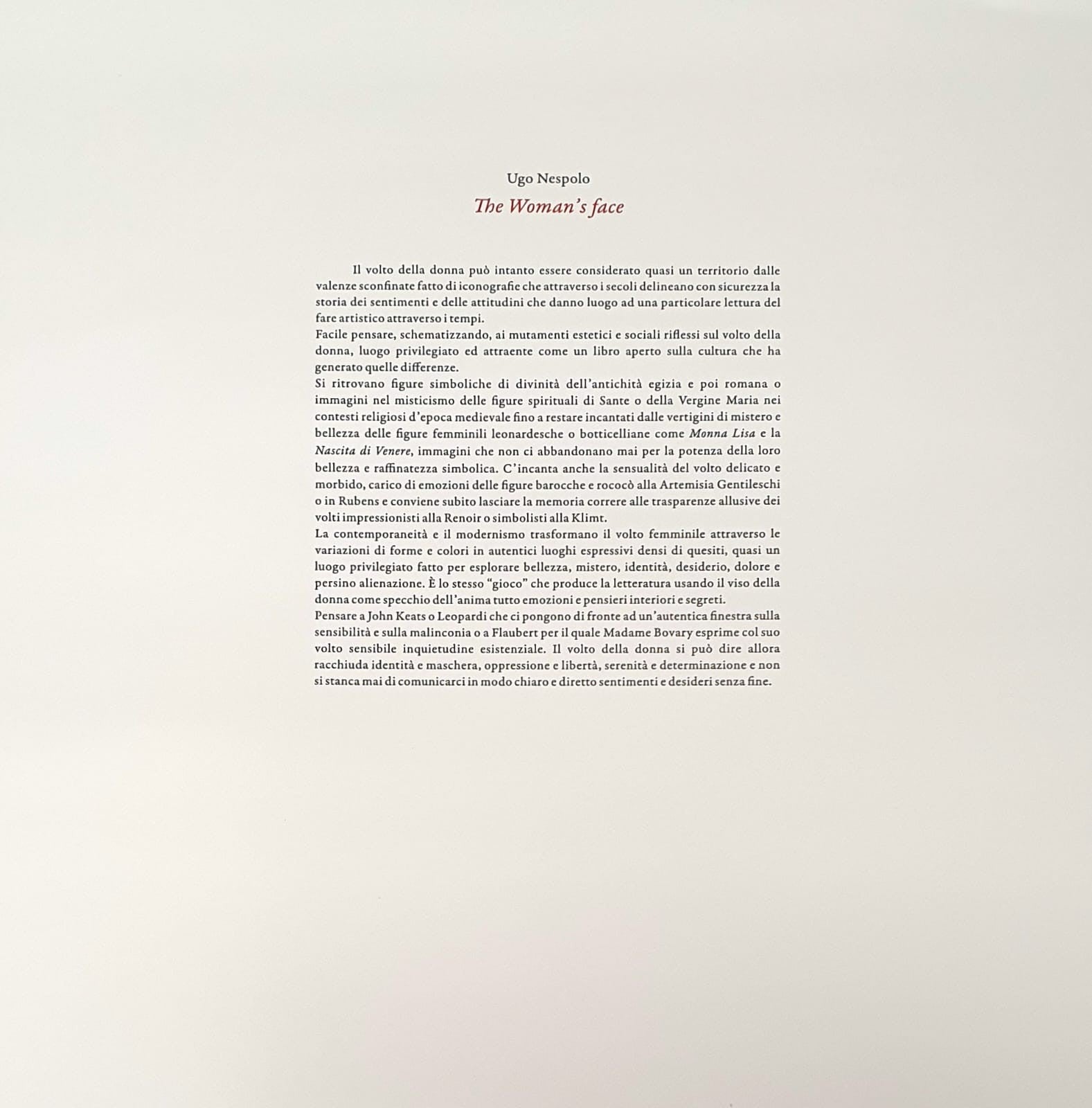 UGO NESPOLO  - "The woman's face" Portfolio