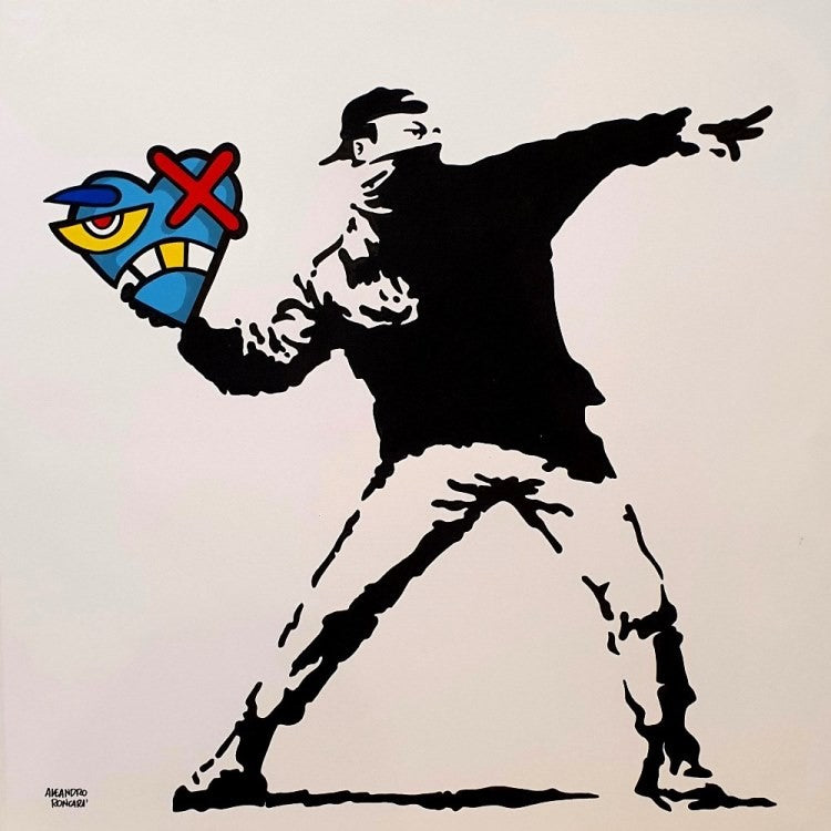 ALEANDRO RONCARÀ - No title (L289RY) Omaggio a Bansky